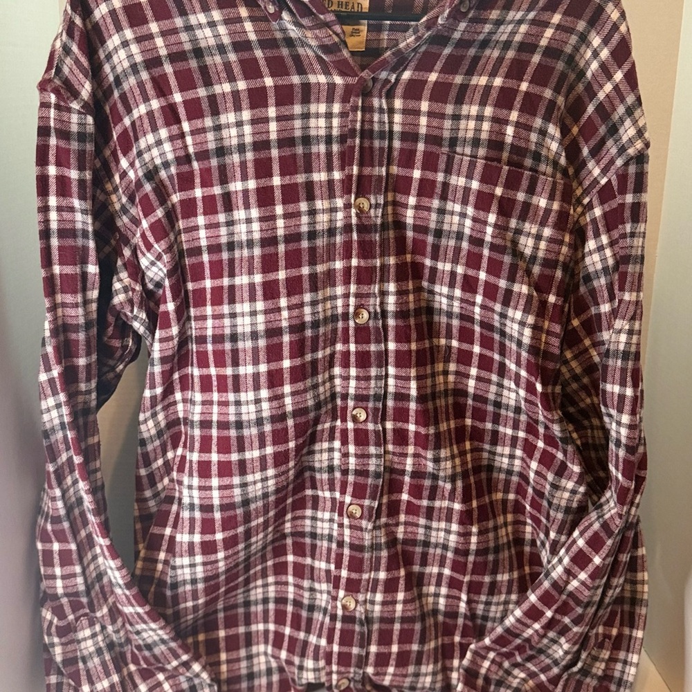 RedHead Maroon and White Checkered Button Down Shirt